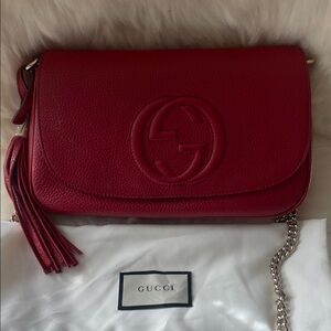 Gucci Red Soho Disco Crossbody with Tassel